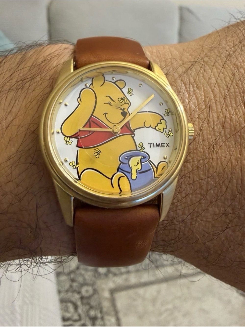 Vtg 90s Disney Timex Winnie The Pooh Rotating Bees Animated Watch 33mm RUNNING